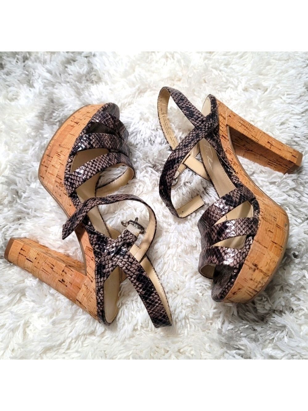 Marc Fisher Faux Snake Skin Cork Heels Size 6M